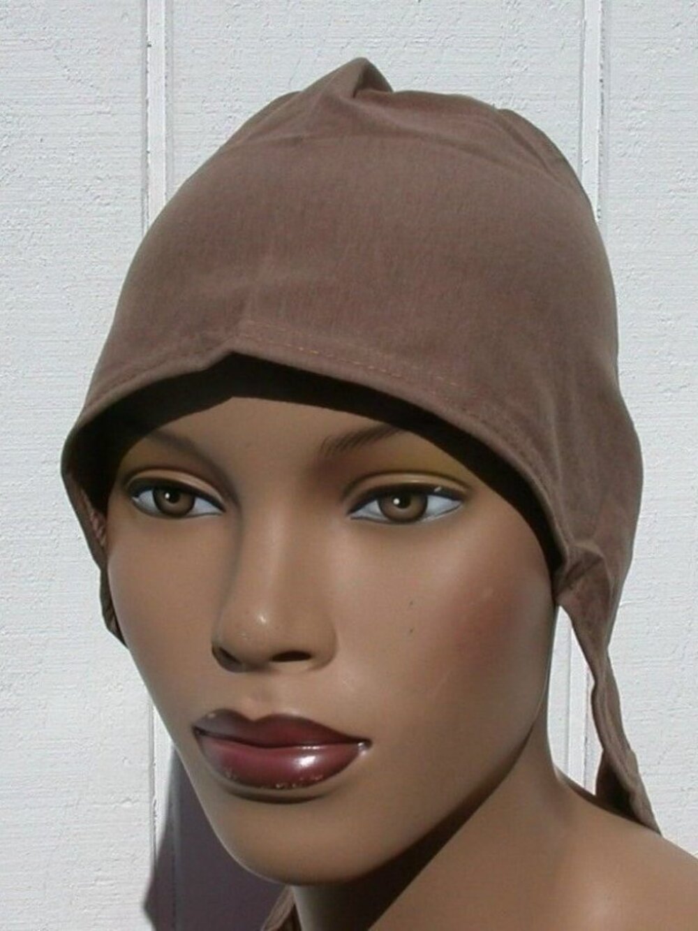 Tan Cotton Tie Back Bonnet Hijab Undercap